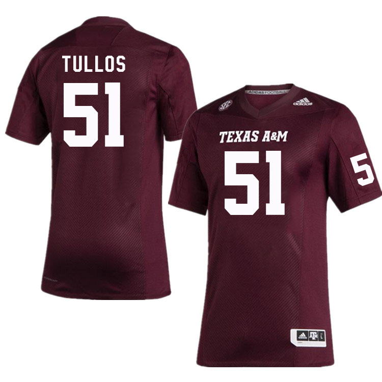 Men #51 Kason Tullos Texas A&M Aggies College Football Jerseys Stitched Sale-Maroon